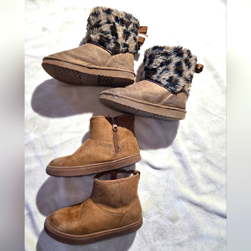 Tan and Faux Fur Ankle Boots